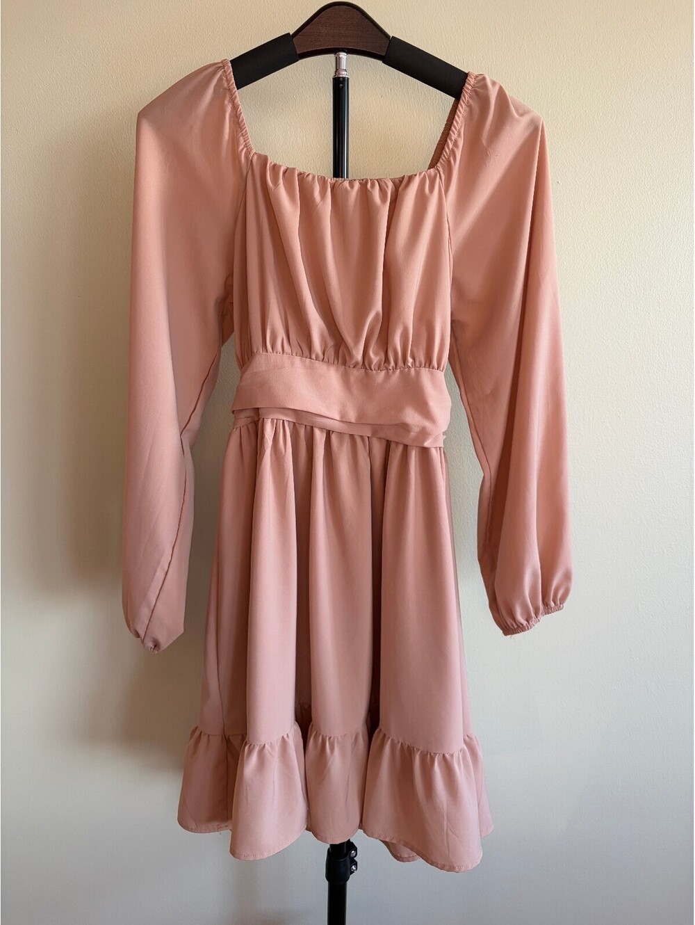 Women’s Small Blush Pink Tie-Back Cutout Fit & Flare Mini Dress